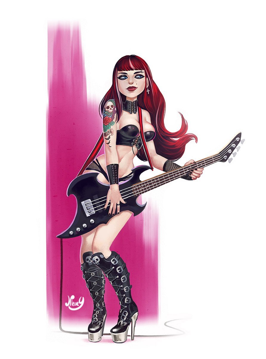 Девушка рокерша арт