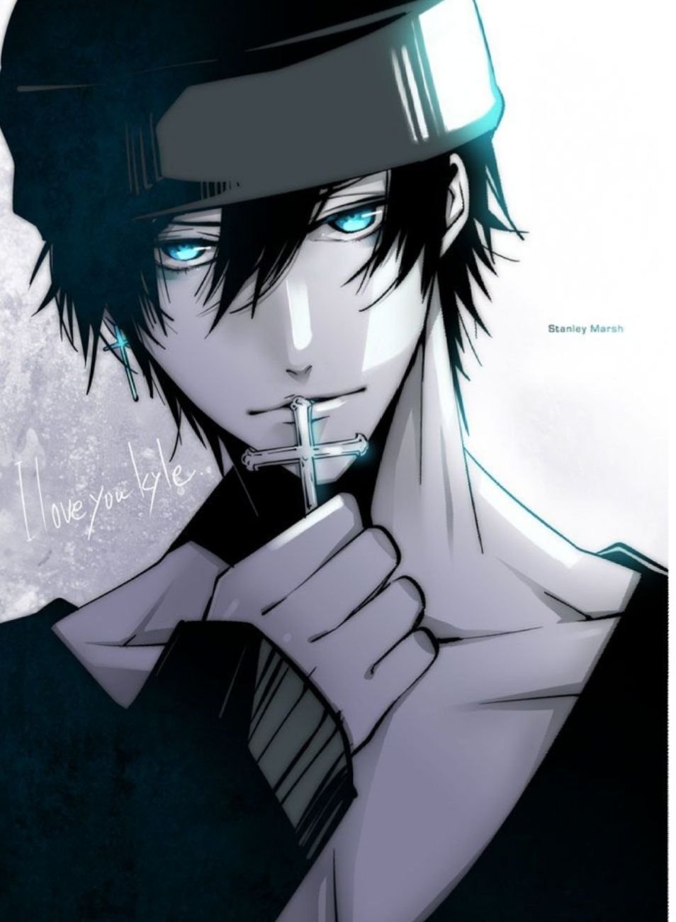 Брюнет с голубыми глазами аниме