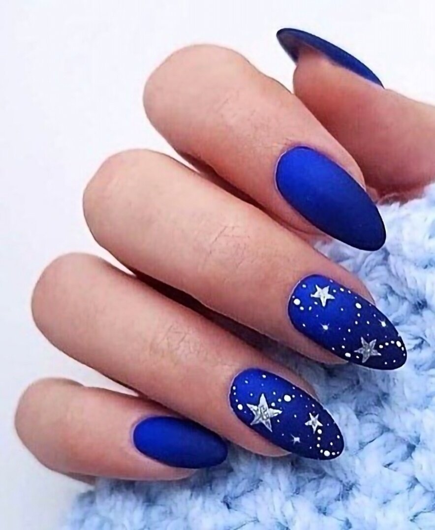 Синие зимние ногти