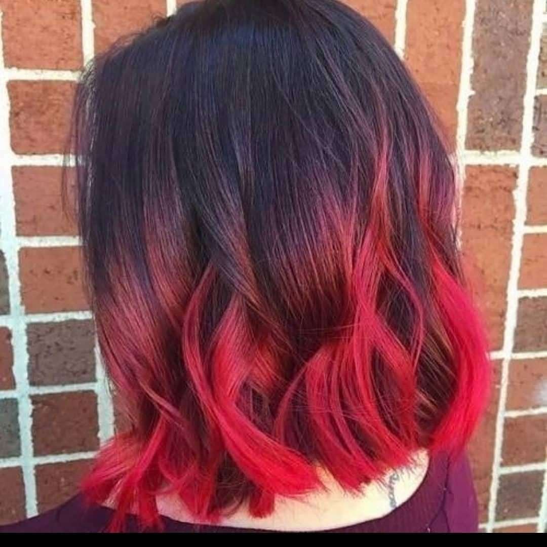 Красное омбре на каре на темные