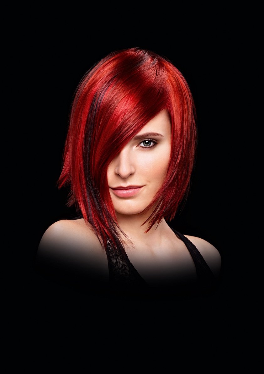 Красное мелирование на короткие волосы