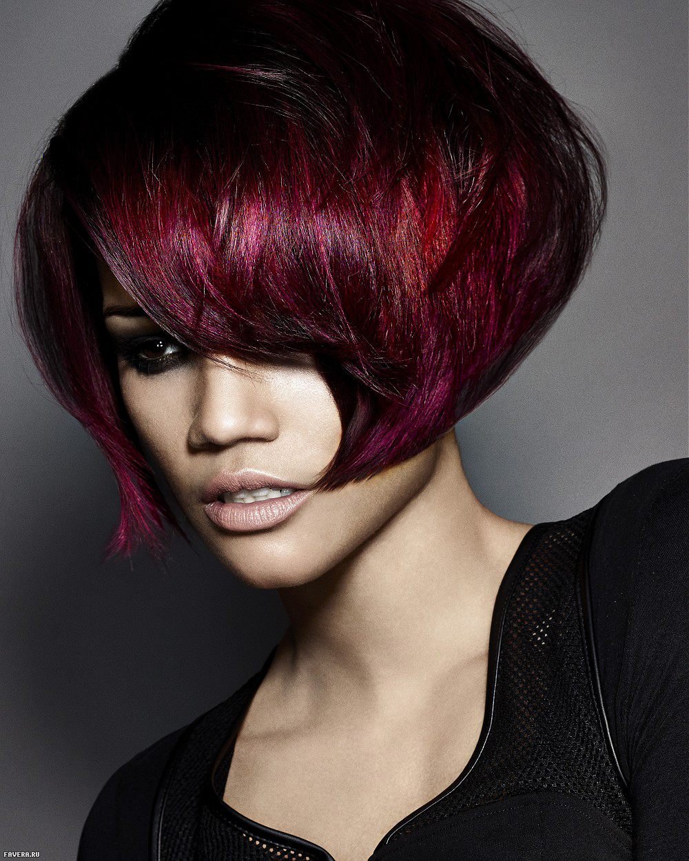 Красное мелирование на короткие волосы