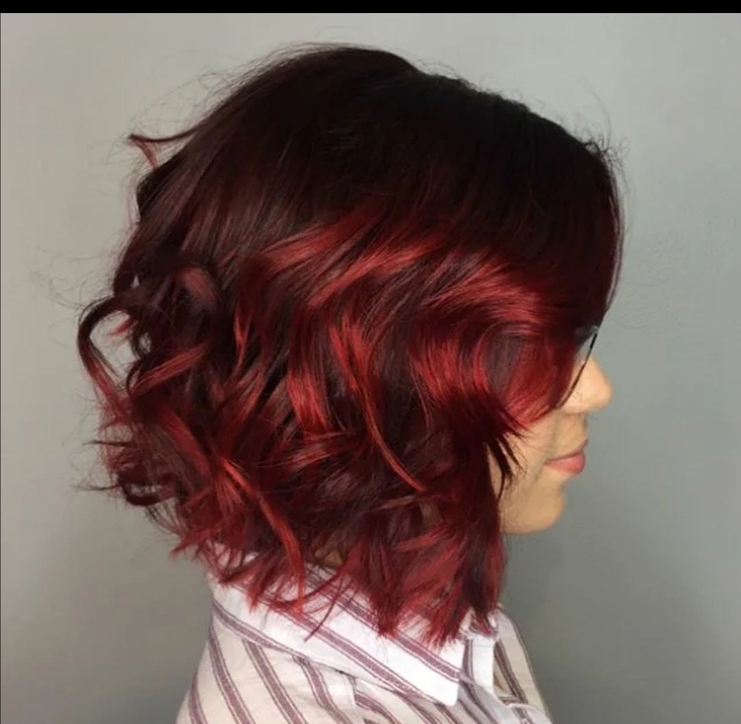 Бордовое омбре на короткие волосы