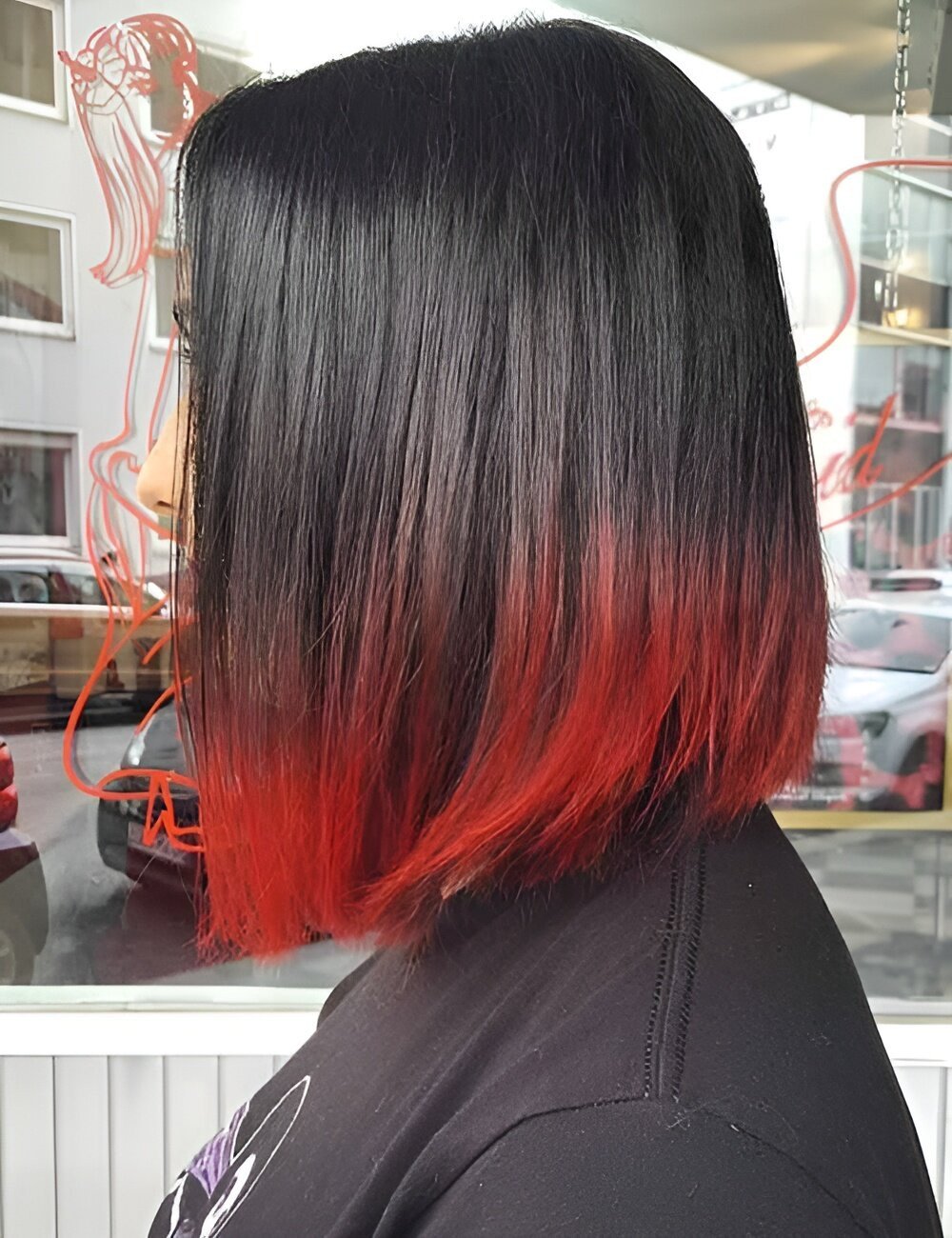 Боб каре красное омбре