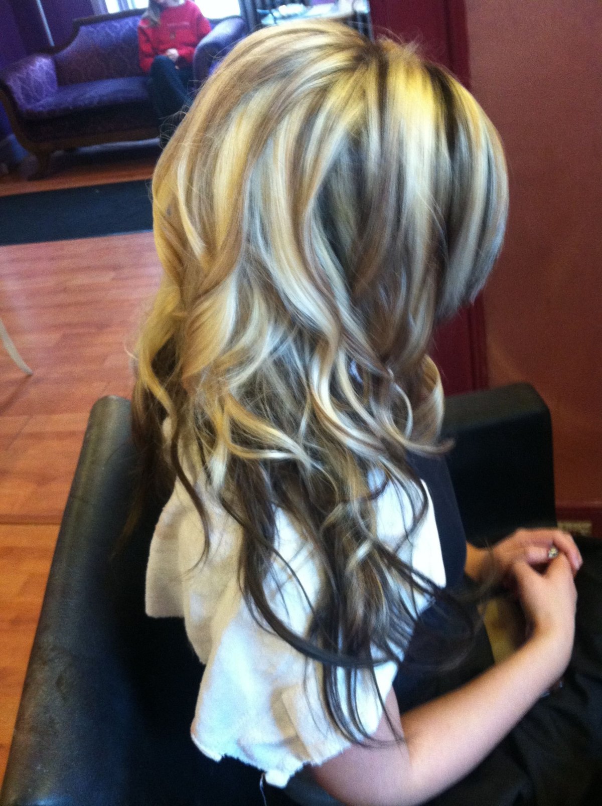 Мелирование на длинные волосы сверху