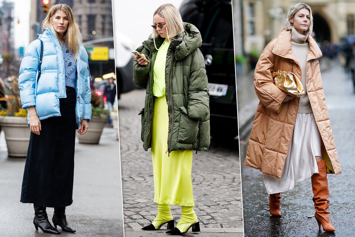 Пуховик с юбкой миди