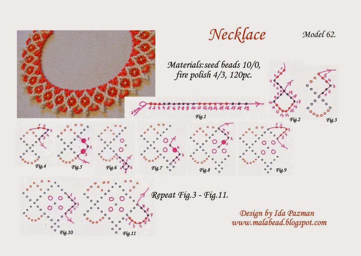 Колье воротник из бисера и бусин схемы