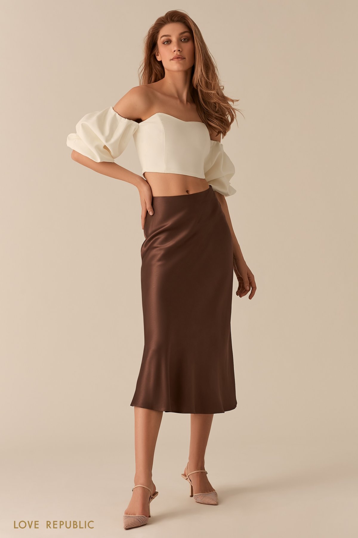 Атласная юбка миди Love Republic