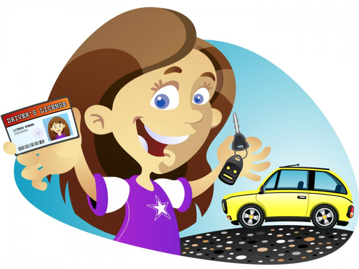 Девушка с водительскими правами