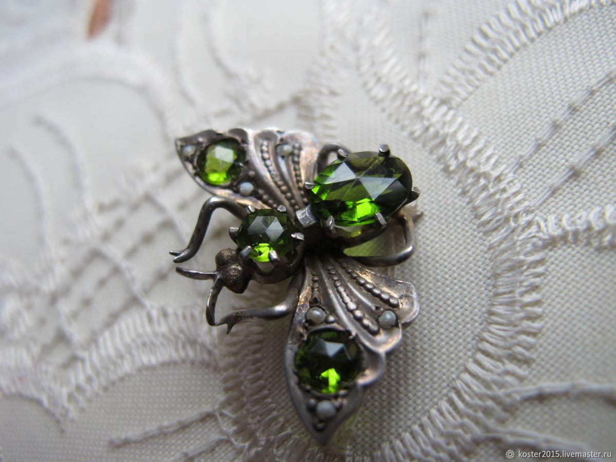 Антикварная брошь серебро 835 жемчугом Wikstrem