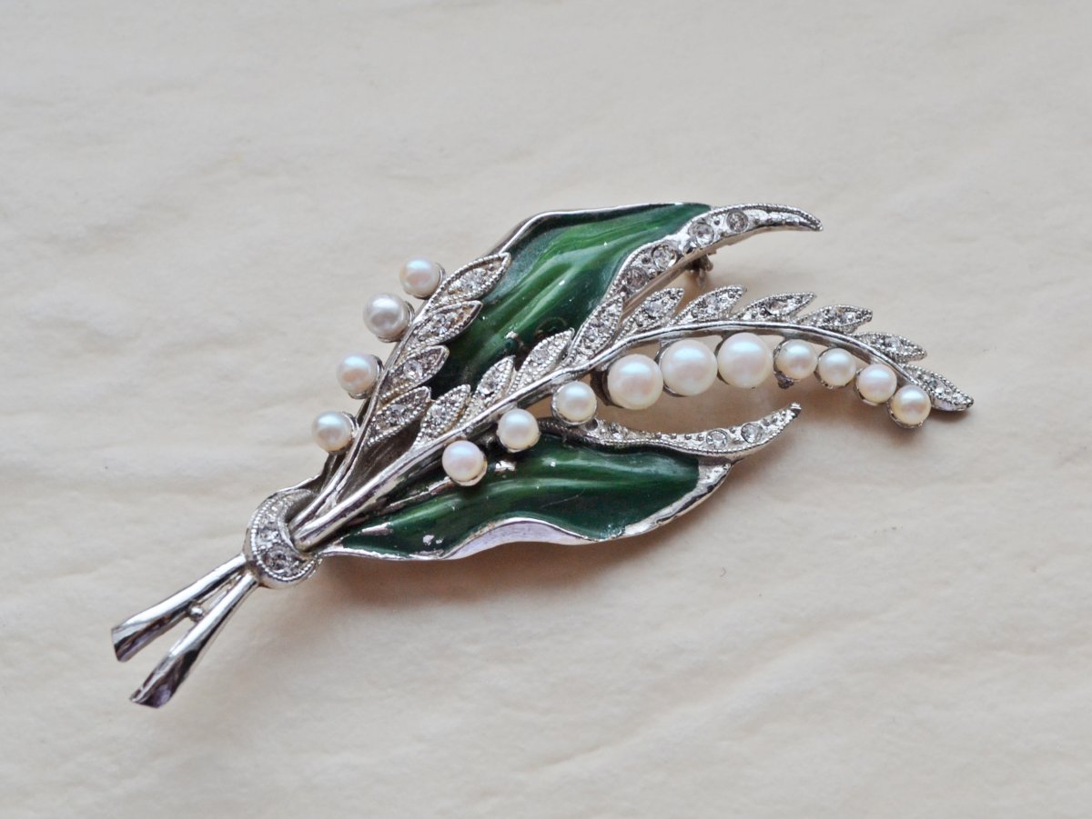 Ландыш антикварная брошь