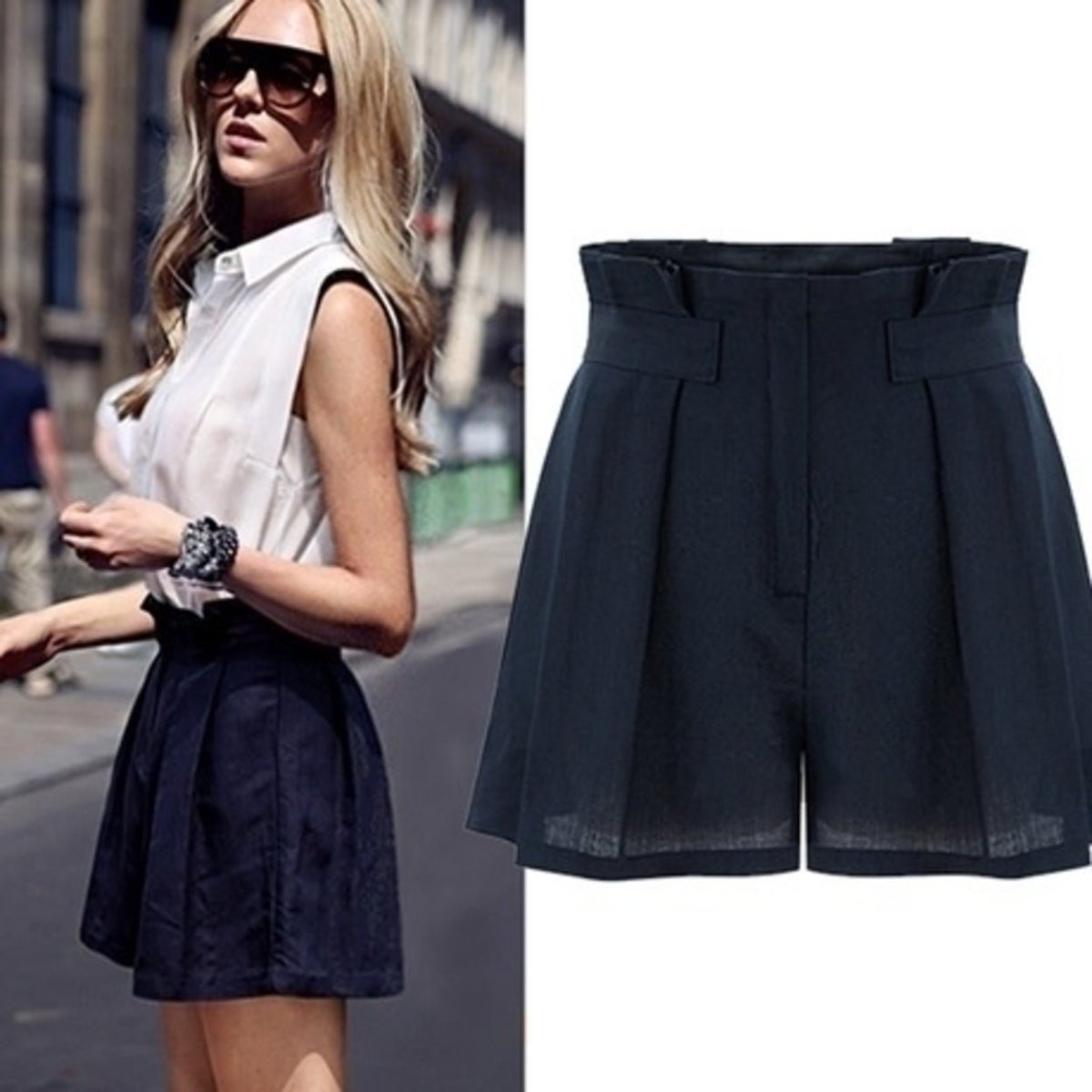 Классические шорты женские с завышенной талией