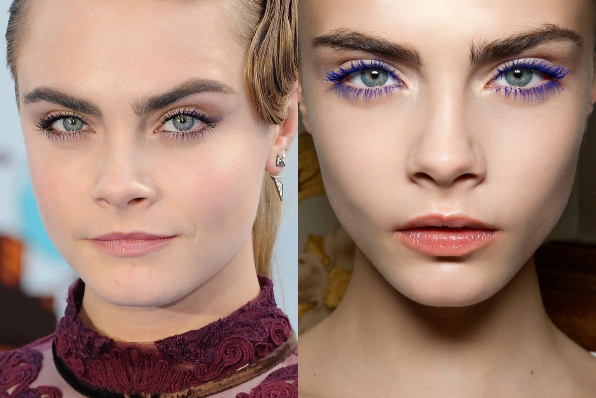 Макияж с синей тушью