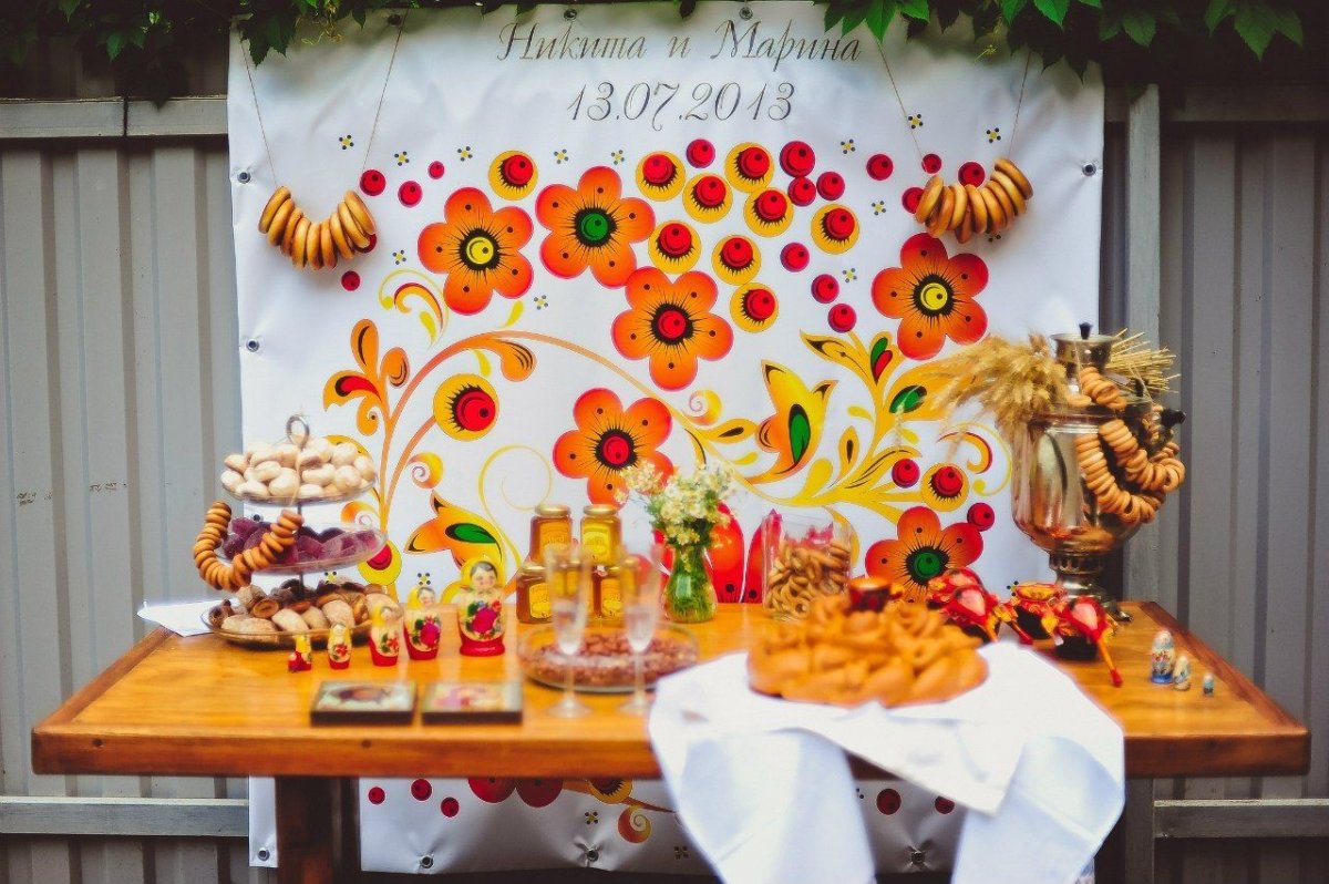 Украшение стола в русском народном стиле