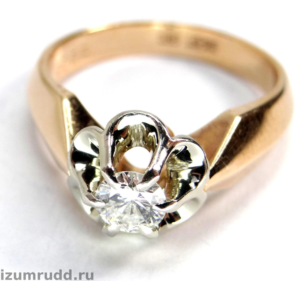 Кольцо тюльпан с бриллиантом СССР
