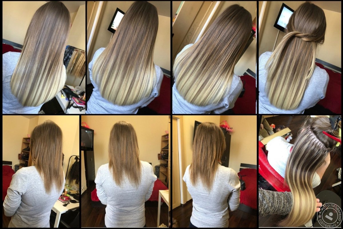 Наращивание волос с растяжкой цвета