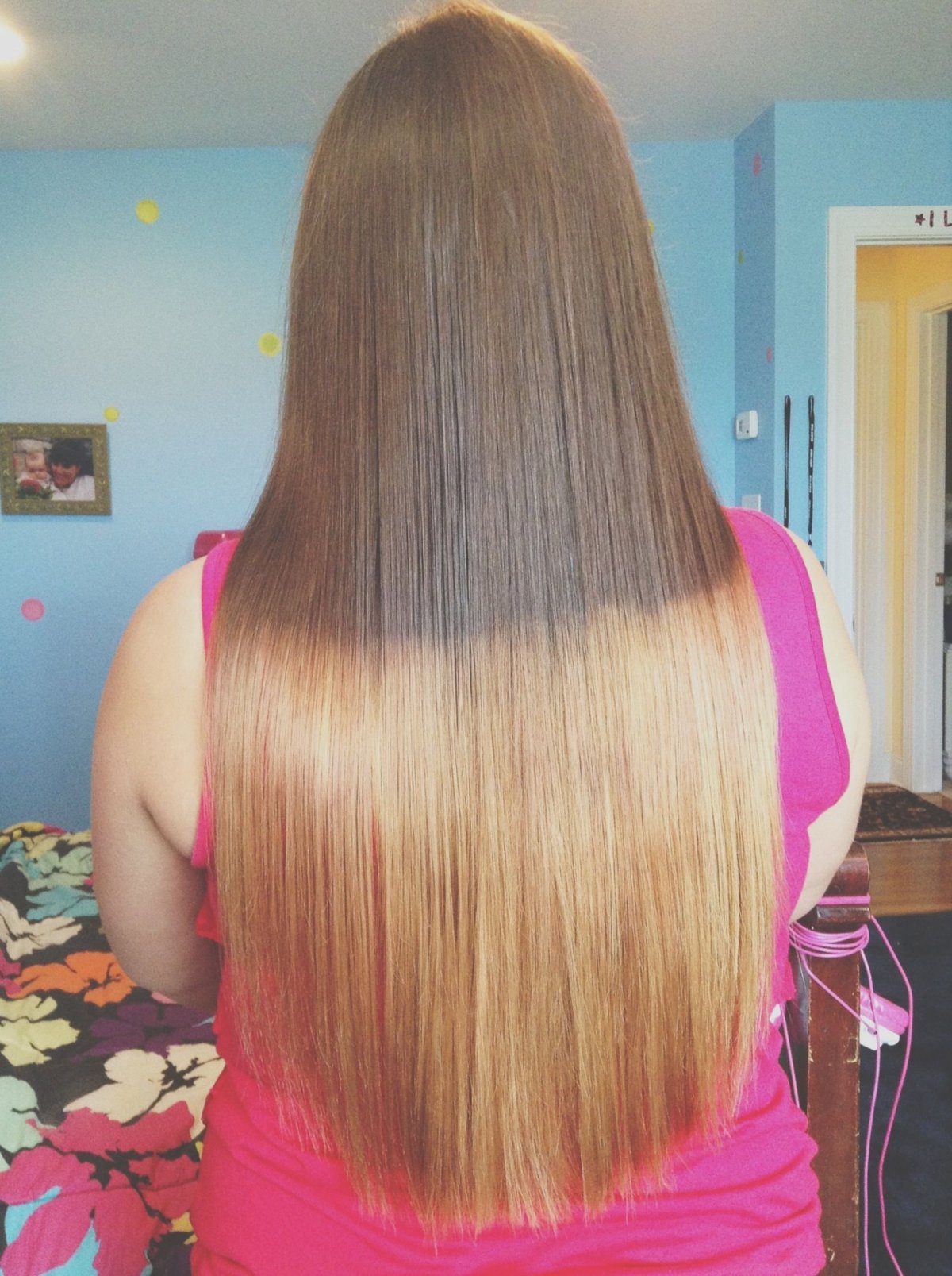 Нарощенные волосы омбре