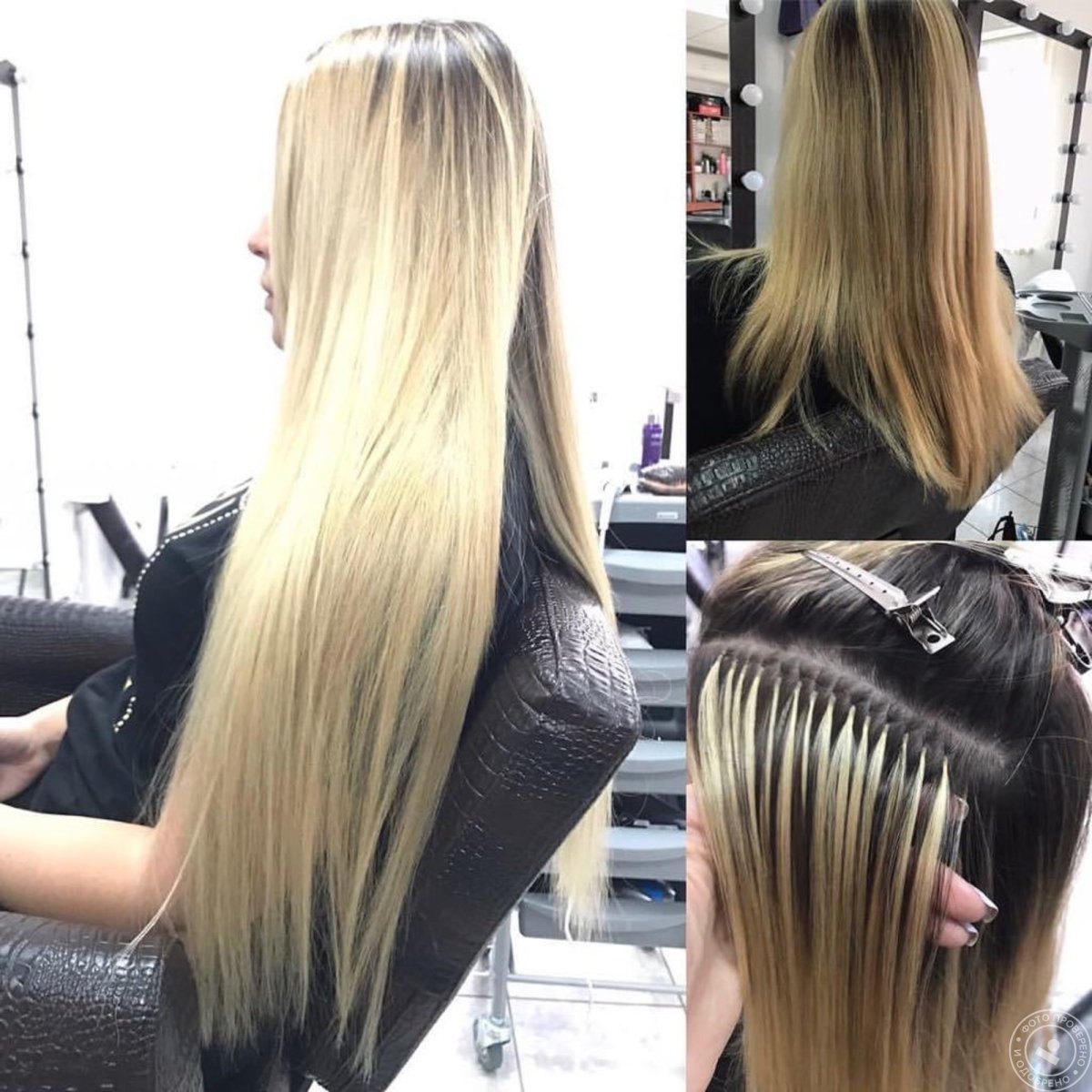 Наращивание волос светлые пряди