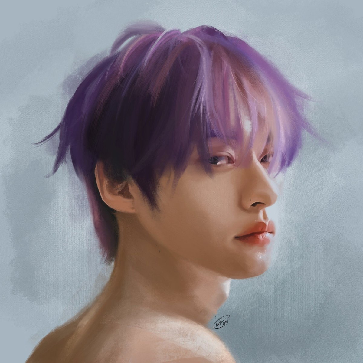 Стрей кидс с фиолетовыми волосами