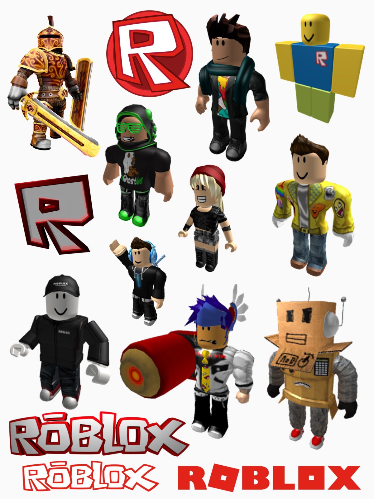 Roblox герои на белом фоне