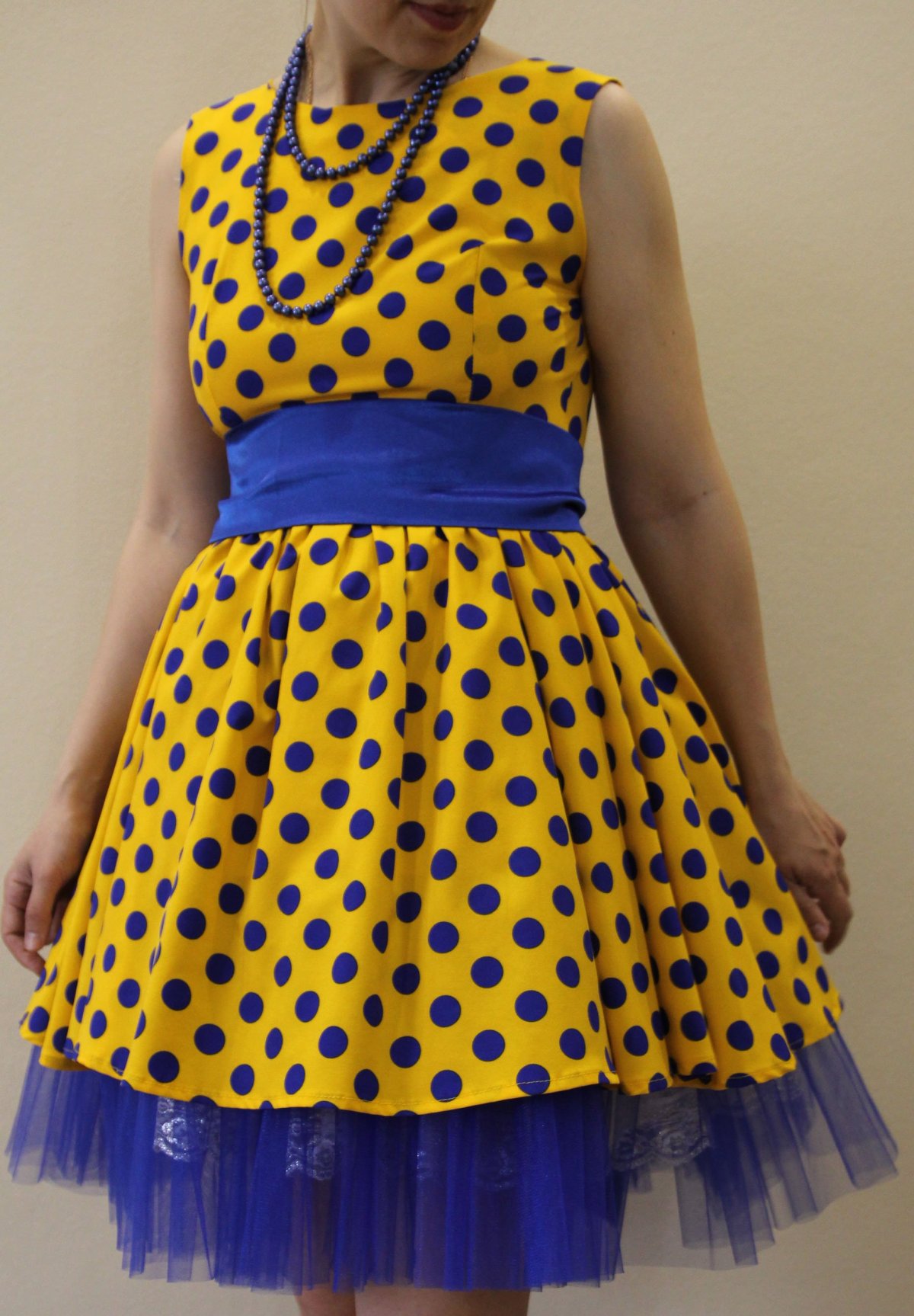 Синее платье в стиле Стиляги