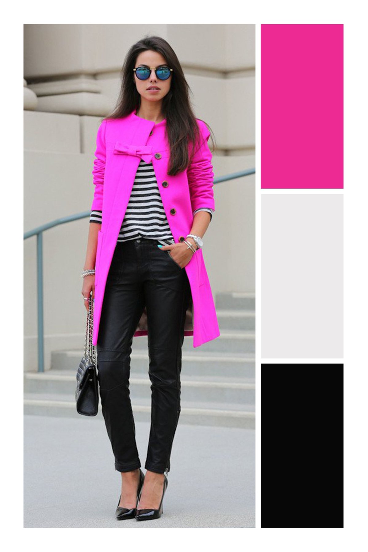 Брюнетка в яркой одежде