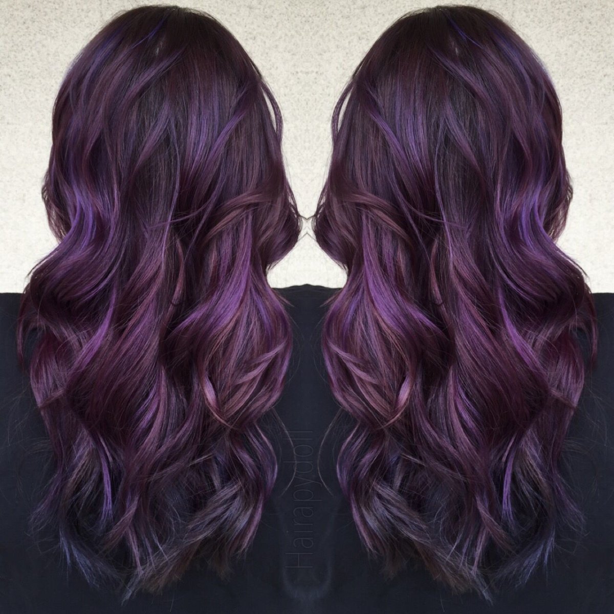 Балаяж на темные волосы фиолетовый