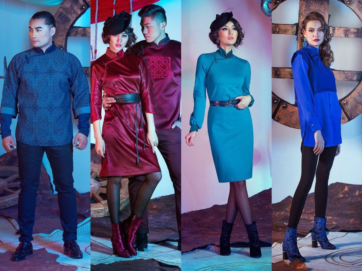 Платье тувинского стиля бирюза