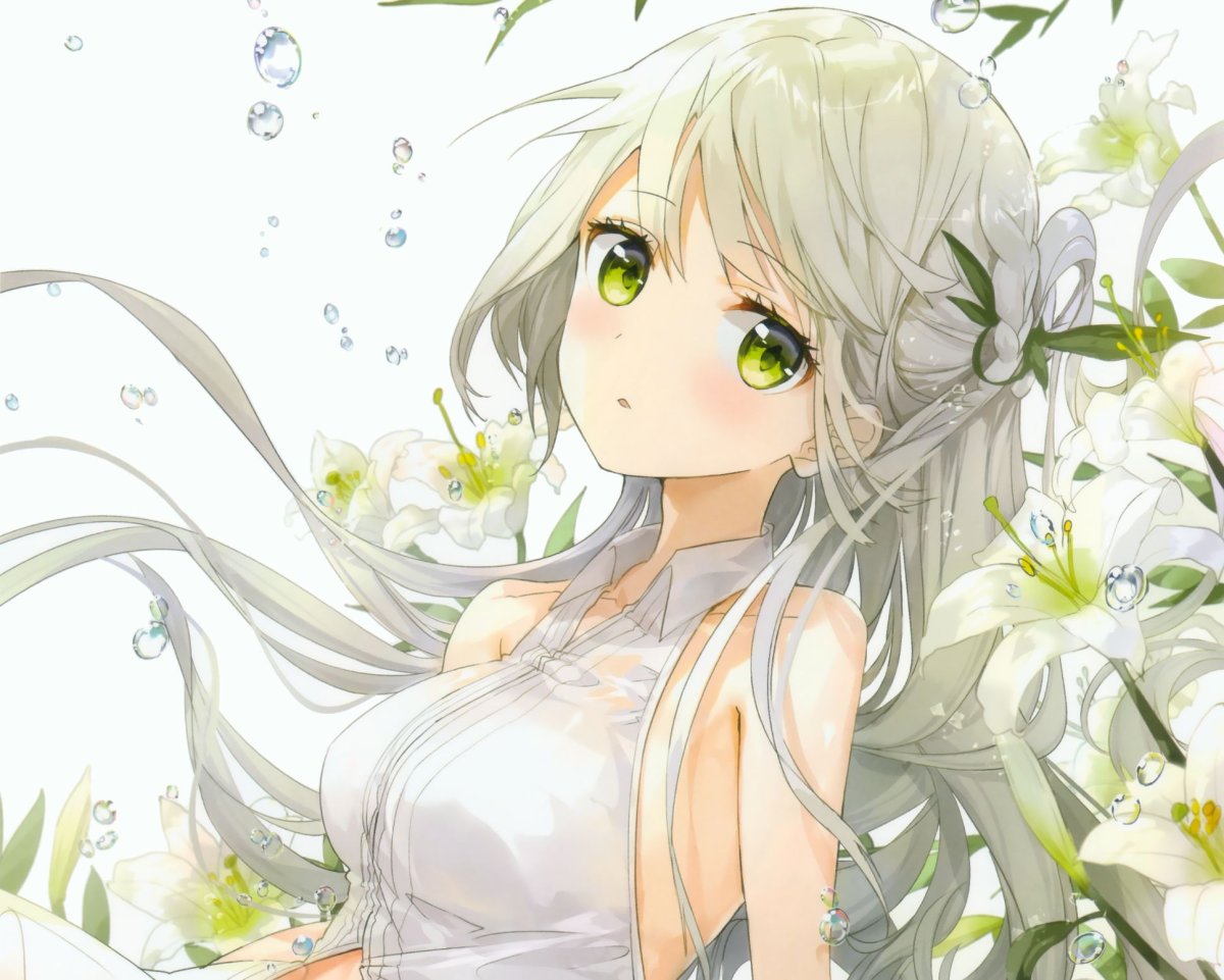 Аниме девушка с зелеными глазами