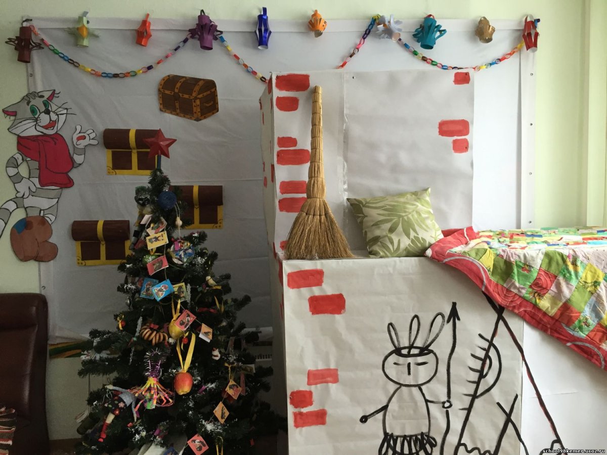 Украшение класса на новый год в стиле Простоквашино