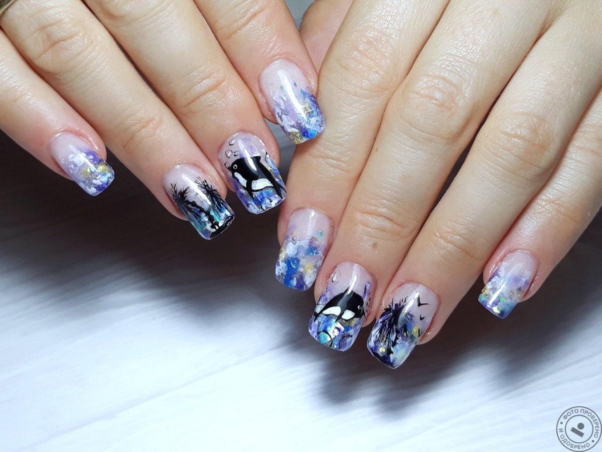 Зимний маникюр аквариум