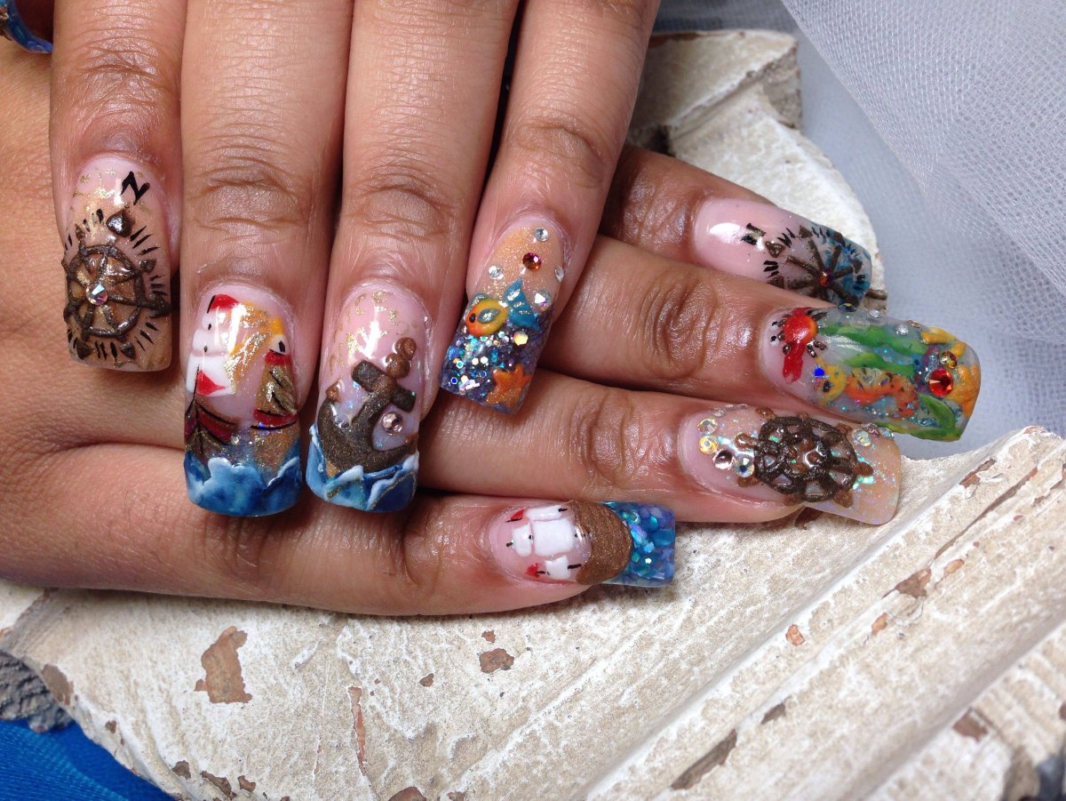 Новогодний маникюр аквариум