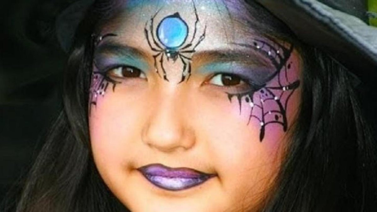 Аквагрим на Хэллоуин для девочек ведьмочка