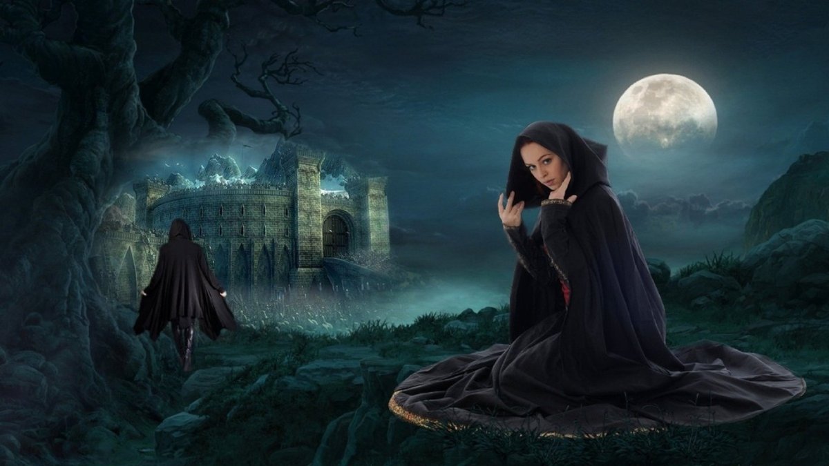 Девушка в мантии фэнтези