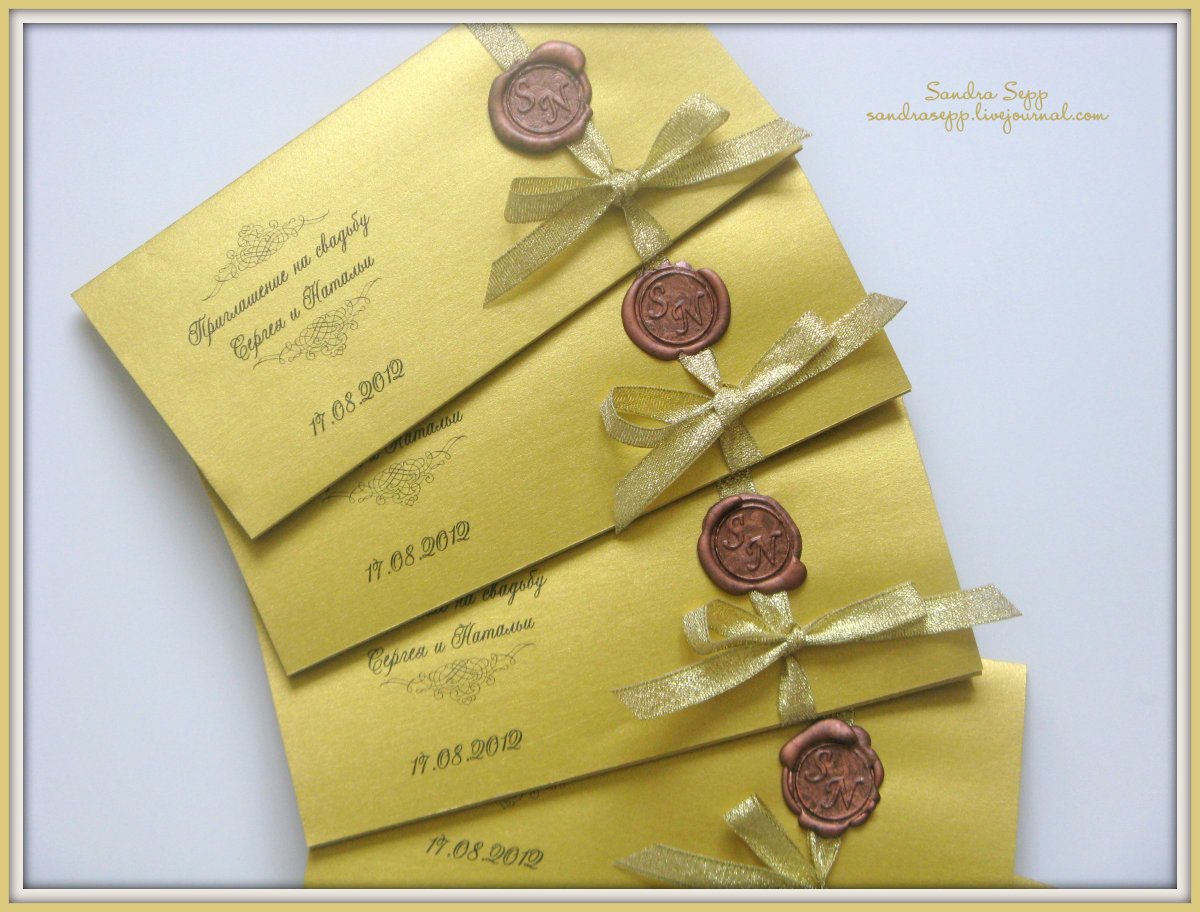 Пригласительные на свадьбу золото