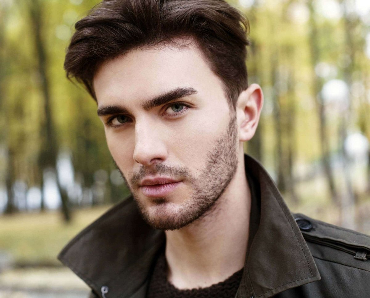 Темноволосый арень с бородой