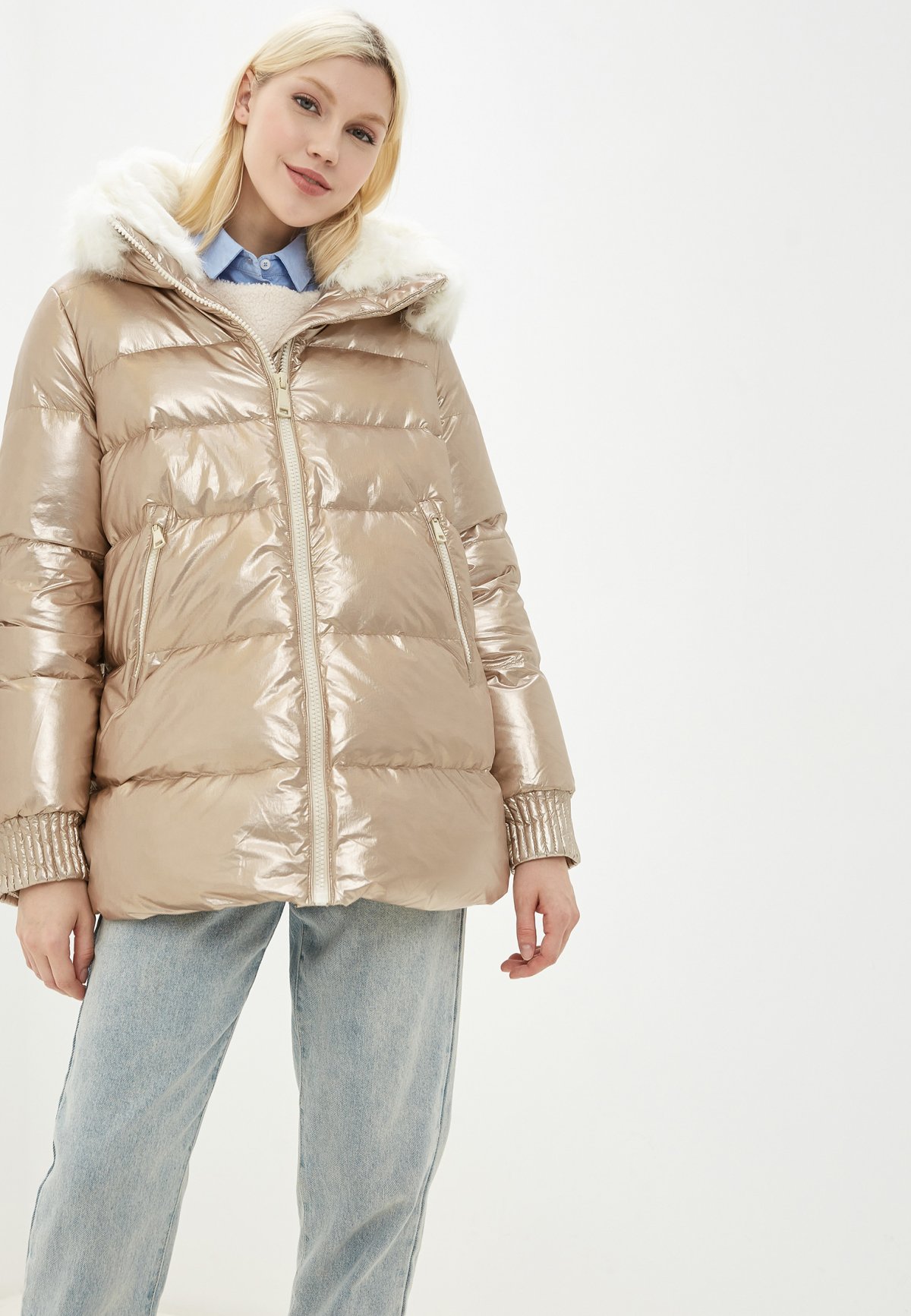 Пуховик Баон бежевый женский