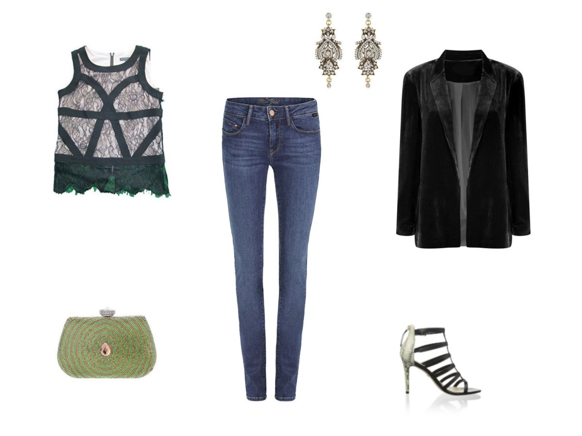 Лук с джинсами на вечеринку